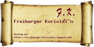 Freiberger Koriolán névjegykártya